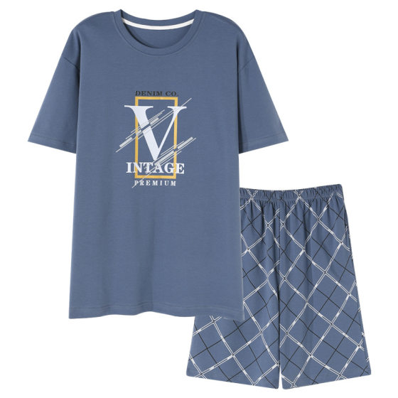 Men's Pajamas Modal Short-sleeved Shorts Summer Crewneck Pullover Simple Casual Plus Size Outwear Home Clothes