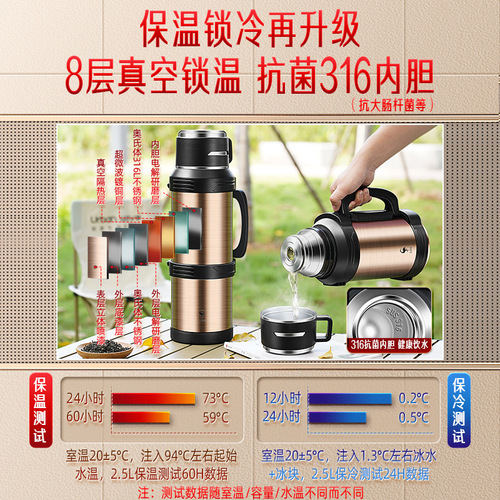 Sansi Steel thermos cup large capacity thermos car travel thermos outdoor large 316 stainless steel thermos