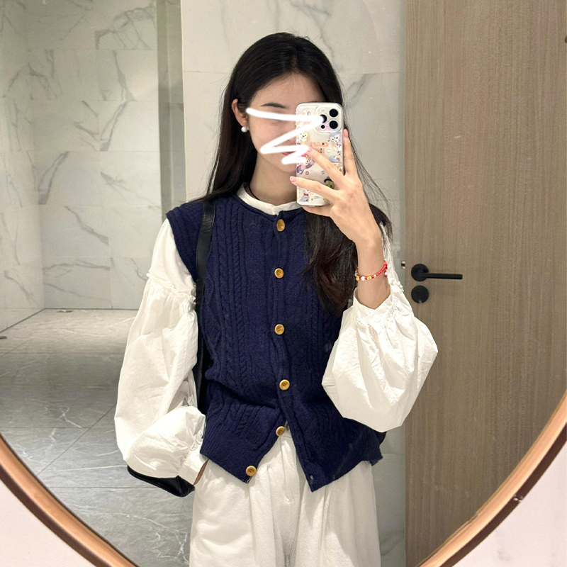 French White Shirt Top 2025 Early Spring New Women's Shirt Vest Stacked with Korean Style Wearing a Complete Set