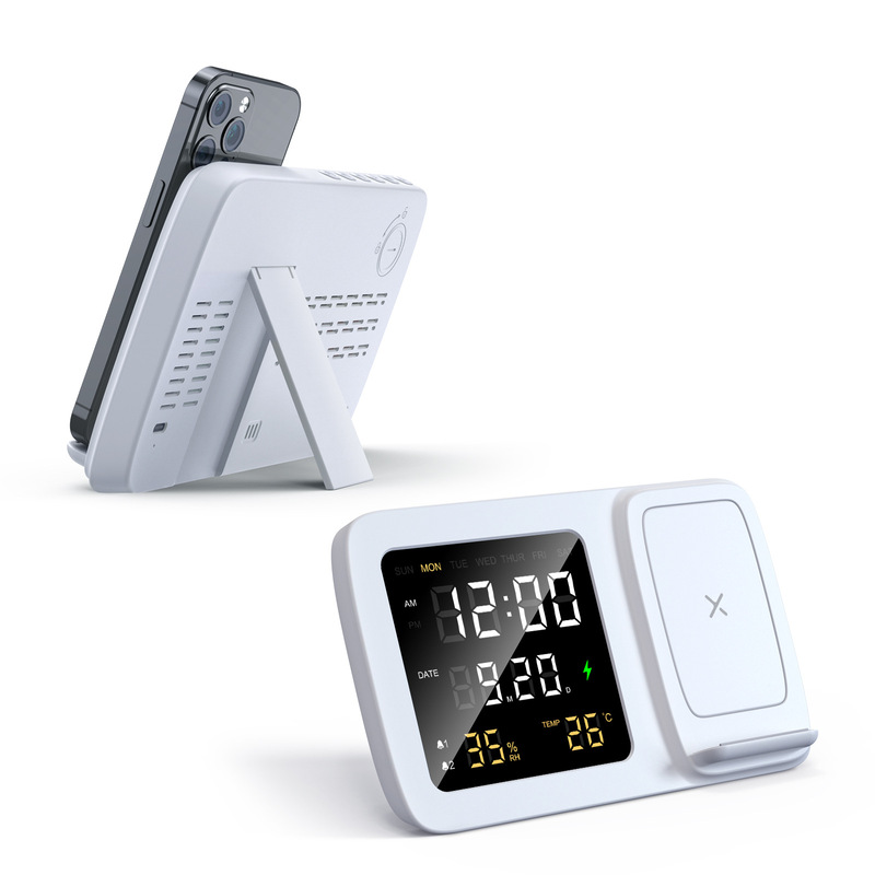 2024種類の多機能携帯電話15w無線充電器付き時計目覚まし時計カレンダー温度表示無線充電器|undefined