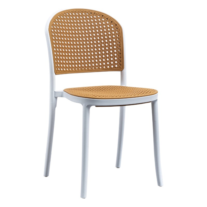 Sillas de comedor minimalistas de plástico con respaldo, sillas comerciales para sala de espera, sillas de comedor informales de ratán, estilo wabi-sabi, engrosadas para uso doméstico.