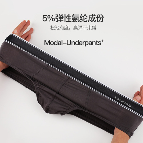Lansha Men's Underwear Modal Invisible Triangle Briefs Breathable Cotton Antibacterial Men's Briefs Sexy Shorts