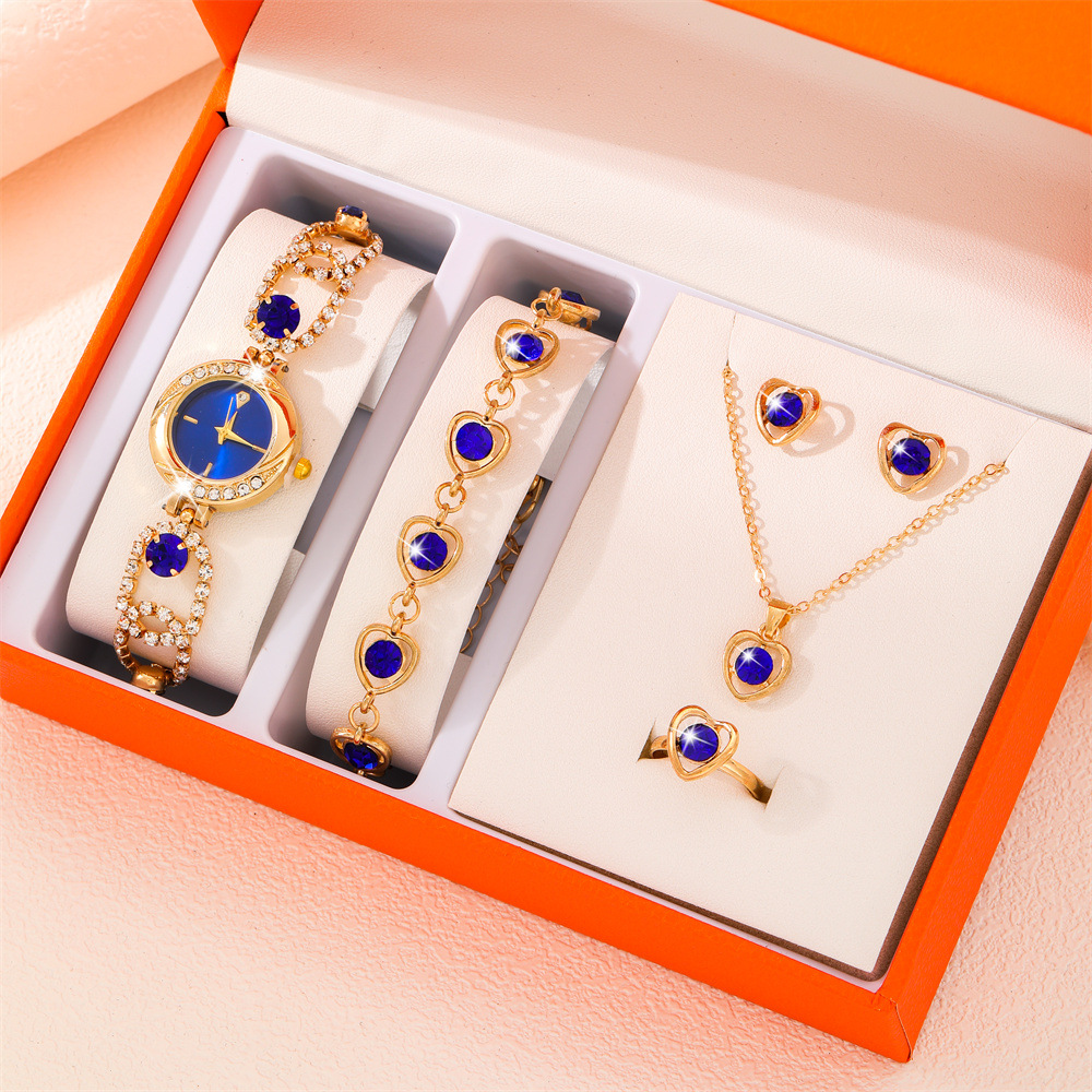 Cross-border Explosions Women's Diamond Temperament Fashion Watch Women's Fashion Trend Necklace Bracelet suit