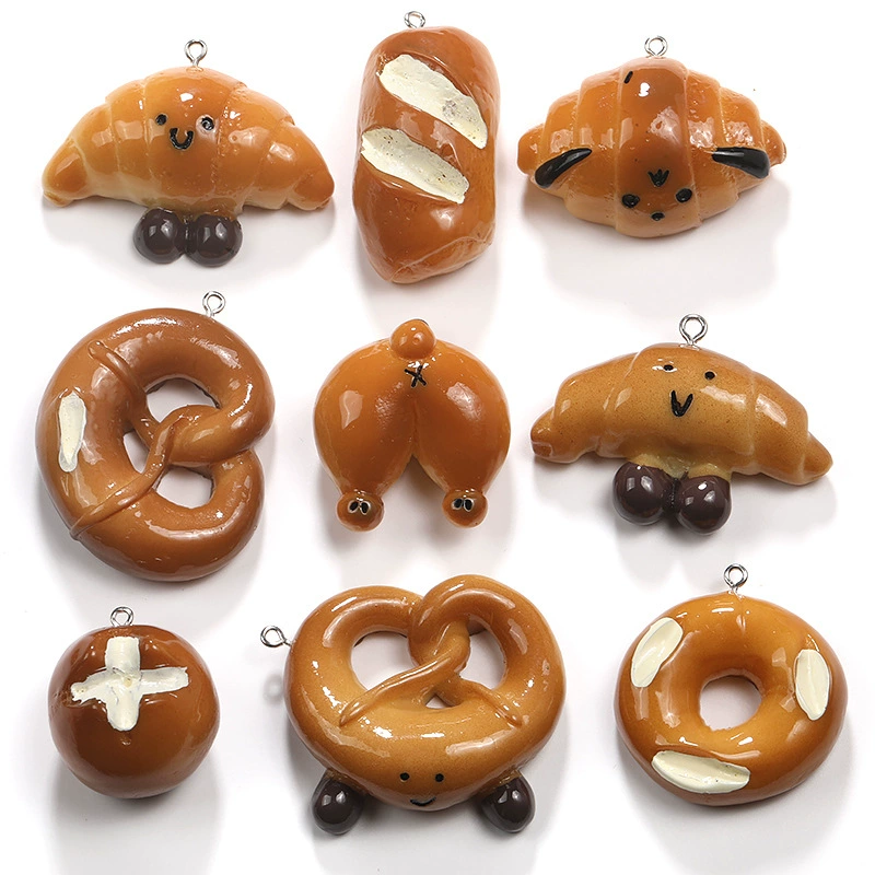Забавные и милые подвески для сумок, креативные украшения в виде хлеба, имитация багета и пончика, брелоки для ключей.
