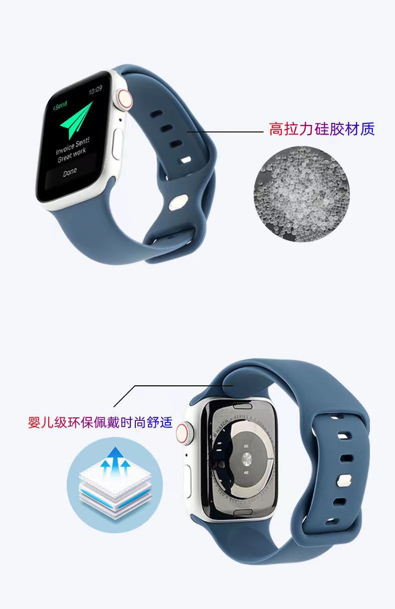 Suitable for iwatch Apple Watch butterfly clasp silicone strap 3/2/1st generation SE strap Apple 6/5/4th generation undefined