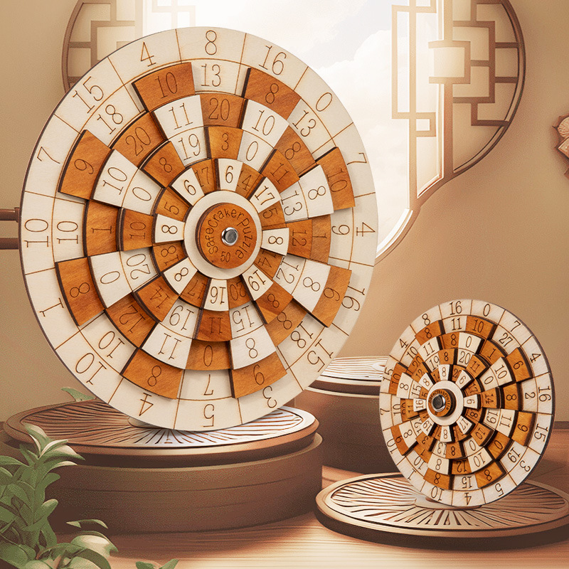 Number 50 Disc Turntable Ten-Level Brain-Burning Mathematics Unlocking Toy Teenager Puzzle Wooden Three-Dimensional Puzzle Number 50 Disc Turntable Ten-Level Brain-Burning Mathematics Unlocking Toy Teenager Puzzle Wooden Three-Dimensional Puzzle