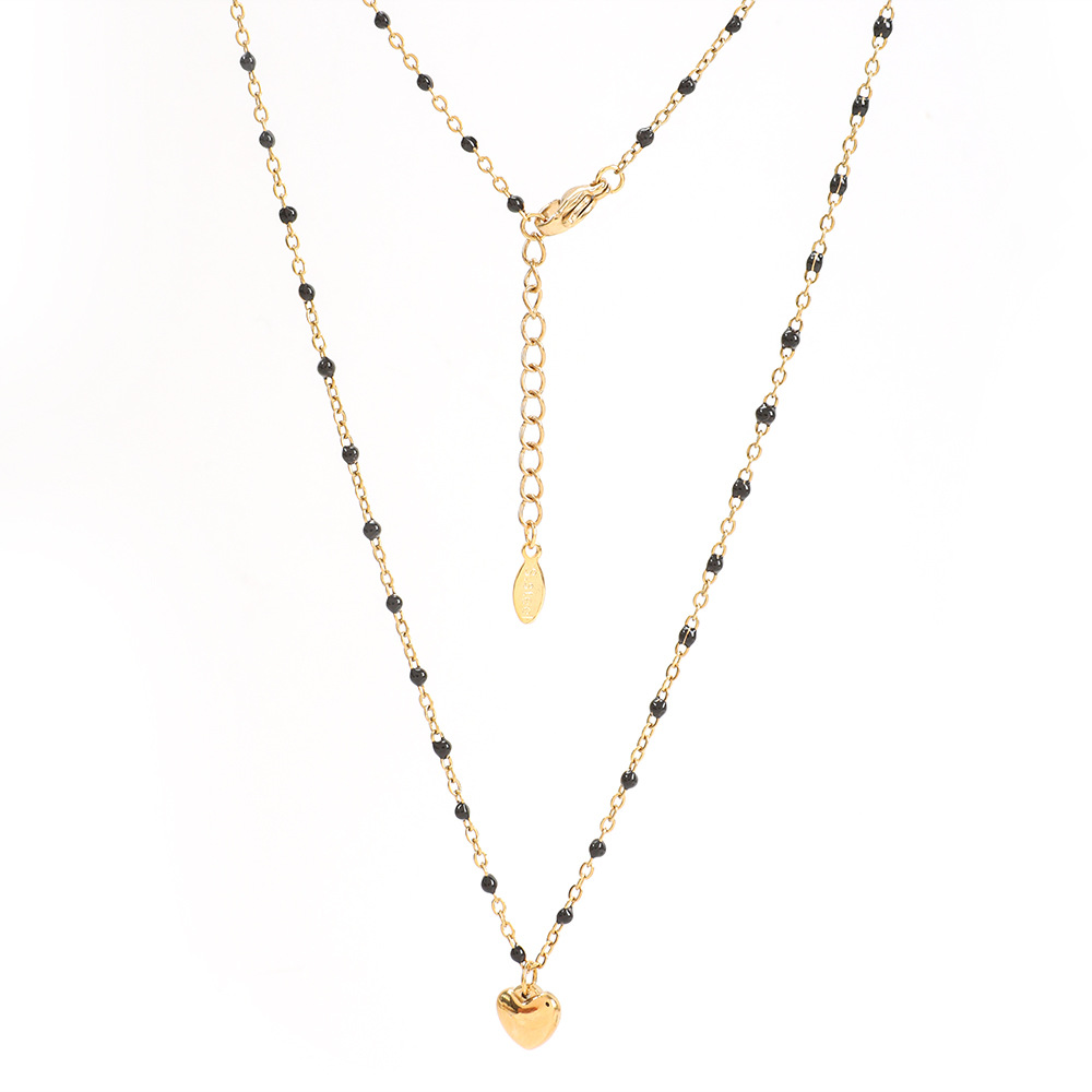 6g Weight Pendant Necklace Classification 1 Piece Quantity Daily, Street Occasion Stainless Steel, Titanium Steel Material Heart Shape Pattern Women's Gender Enamel, Plating Design Simple Style Style Simple Style Heart Shape Stainless Steel Titanium Steel Enamel Plating Pendant Necklace 1