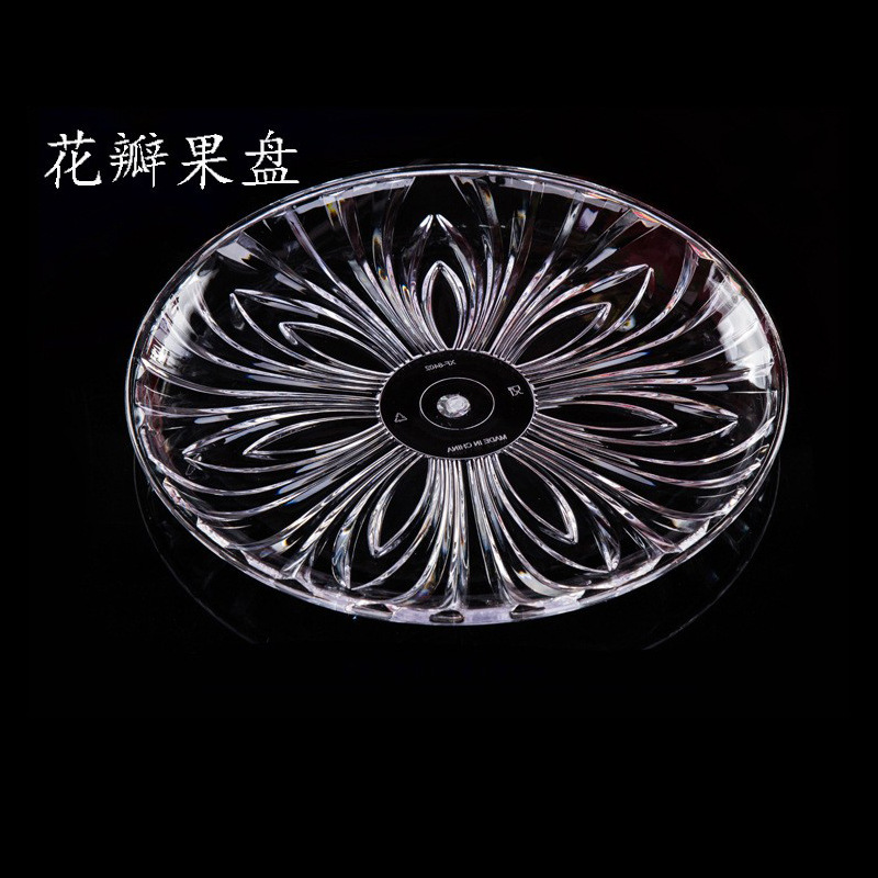 Placa de fruta acrílica transparente resistente a la caída de cristal de plástico Placa de fruta seca KTV Placa de postre fábrica al por mayor