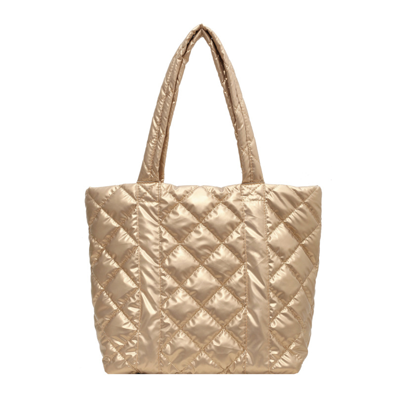 New large capacity down bag women's bag fashionable and simple one shoulder underarm bag commuting diamond shaped versatile hand held tote bag_voghion.com
