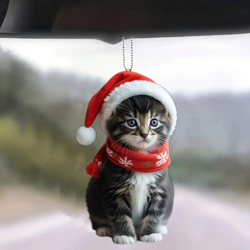 Nuevos productos transfronterizos de dibujos animados adorables colgantes de gatos colgantes de decoración de árbol de Navidad acrílico colgantes de decoración de Navidad image 1