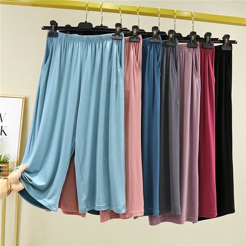 Women's Loose Modal Seven-Sixth Pants Summer Shorts Thin Casual Pants Plus Size Pajama Sports Pants Wide Leg Pants
