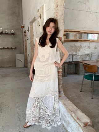 Hers a Spoonful of Sweetness French-Style High-End Vintage Holiday Style Jacquard Design Age-Reducing Square-Neck Slim-Fit Sleeveless Top