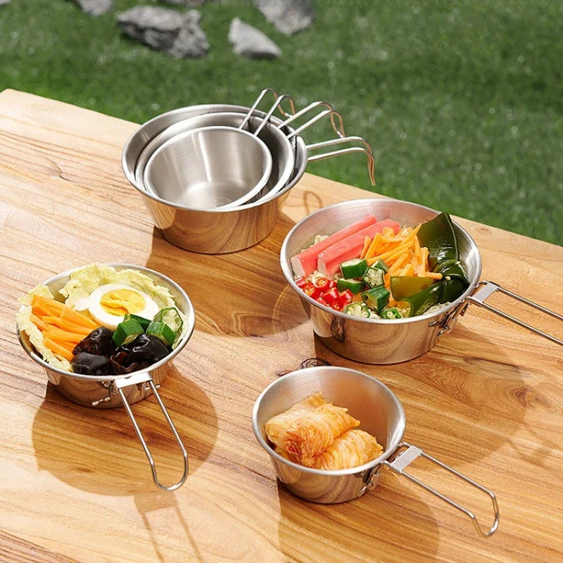 Outdoor Picnic Chopsticks Storage Set Camping Bowl Portable Bowl Stainless Steel 304 Foldable Tableware Snow Bowl