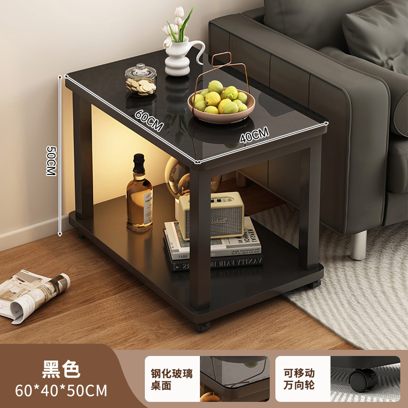 Sofá móvil en el medio de la mesa de té de vidrio de lujo de oficina especial para la sala de recepción 2025 nueva mesa pequeña