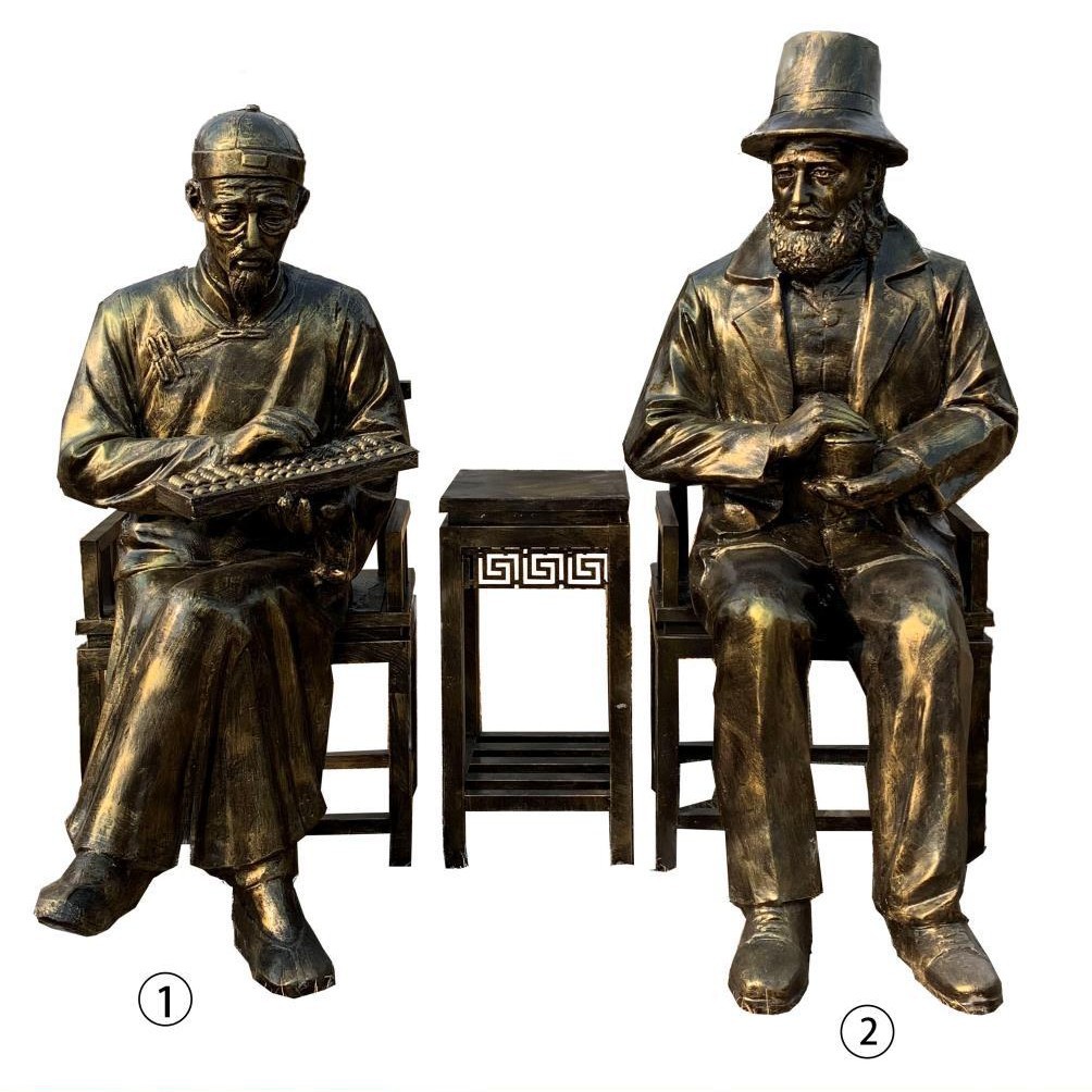 Figuras a caballo, esculturas de bronce, grandes adornos de caballos de bronce, carros Apolo de cobre, esculturas conmemorativas históricas del campus de FRP