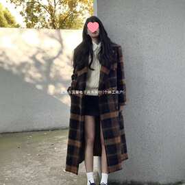 加长款复古格子呢子大衣2025秋冬新款毛呢外套高级感小个子超好看