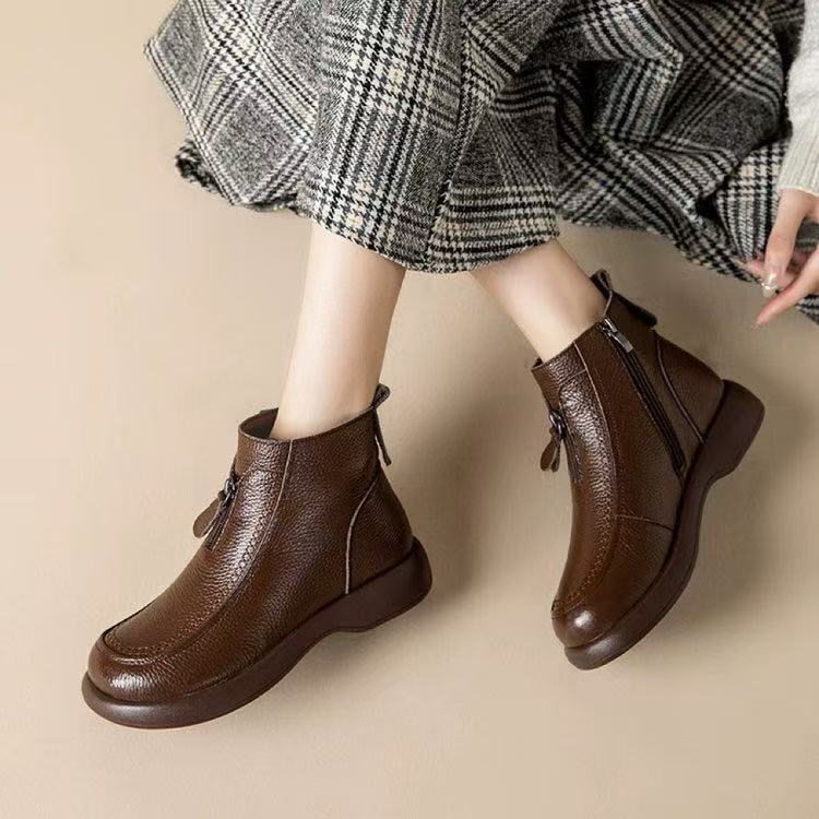 妈妈棉鞋女2025冬季加绒加厚保暖短靴女软底中老年人皮毛一体