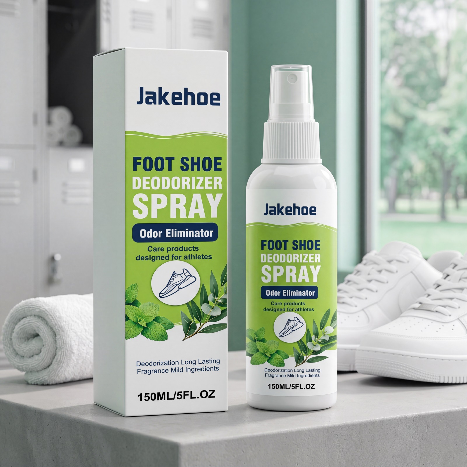 Jakehoe Shoe Deodorant Spray Eliminates Foot Odor, Freshens and Gently Cares for the Feet, Compact Size, Easy to Carry