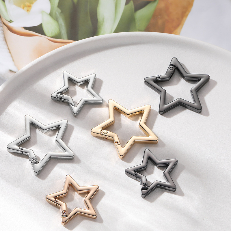 五角星バネリングメッキ亜鉛合金掛け星形キーホルダーdiyクリエイティブ小物部品卸売り|undefined