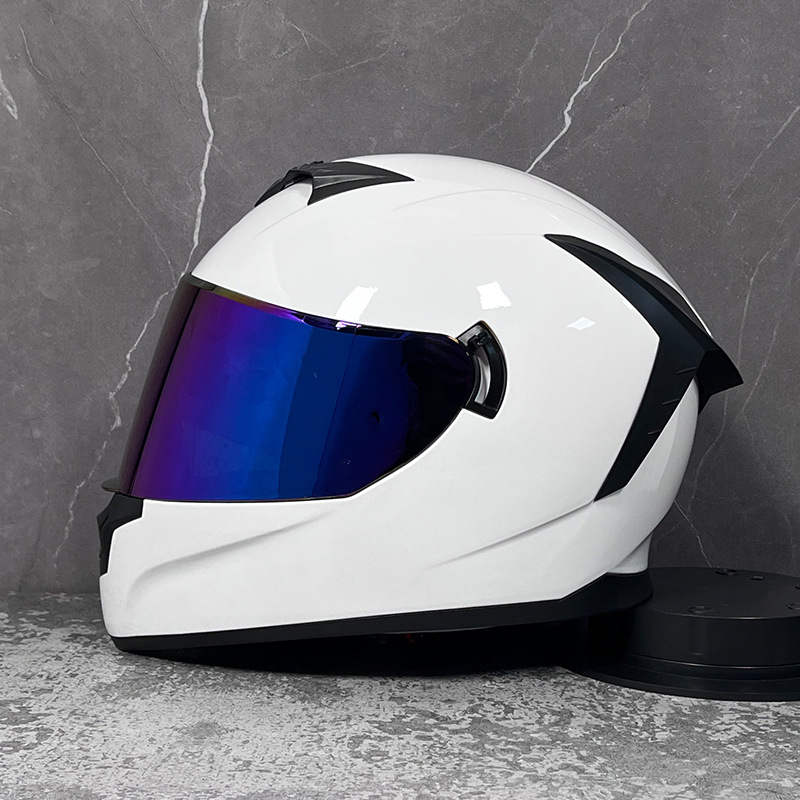 LVS casco de la motocicleta estándar nacional de los hombres y las mujeres del casco completo de doble lente de invierno motocicleta eléctrica Bluetooth cabeza Gris Cuatro Estaciones