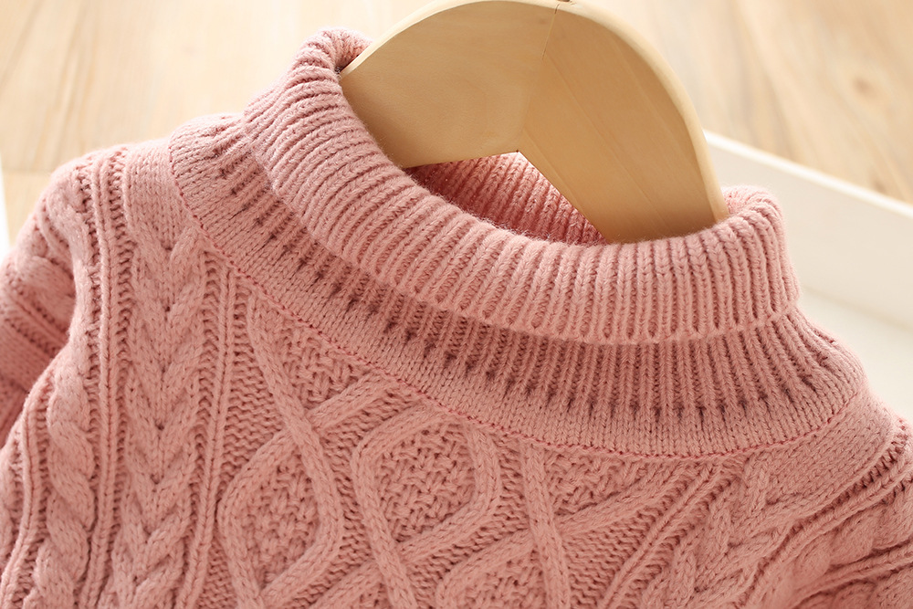 Girls' Sweater 2022 Autumn/Winter New Western Korean Edition Simple Half Neck Knitted Pullover Mid length Bottom Woolen_voghion.com