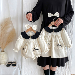 Autumn Baggy Clothes 25 New Baby Clothes Girls Sweet Little Fragrance Long-Sleeved Dress Sister Clothes Spring and Autum Styles