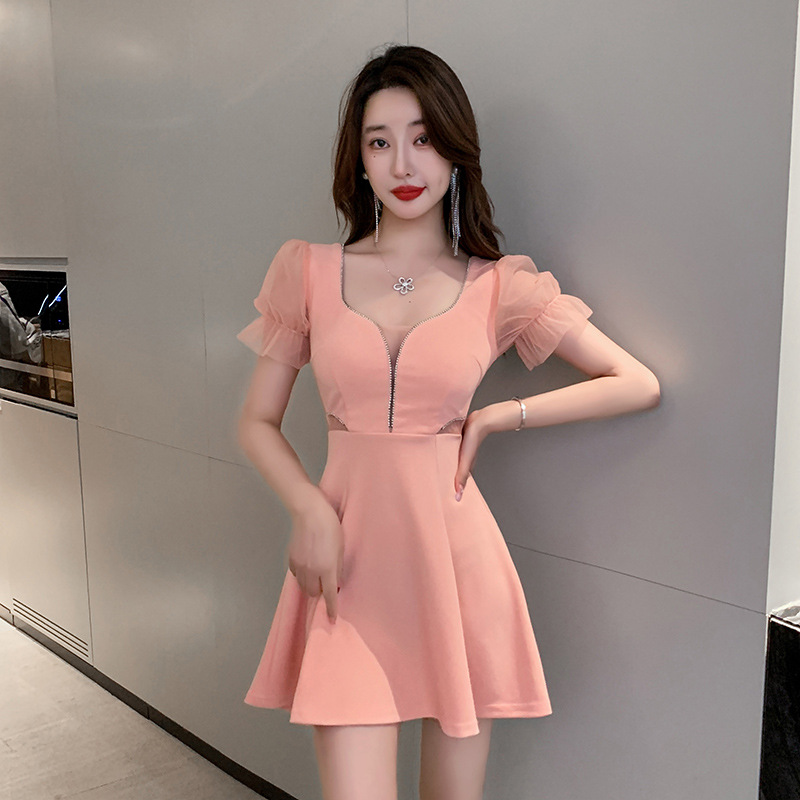 Sexy nightclub waist-tight work clothes fashionable slimming elegant evening short skirt dress technician overalls women's clothing