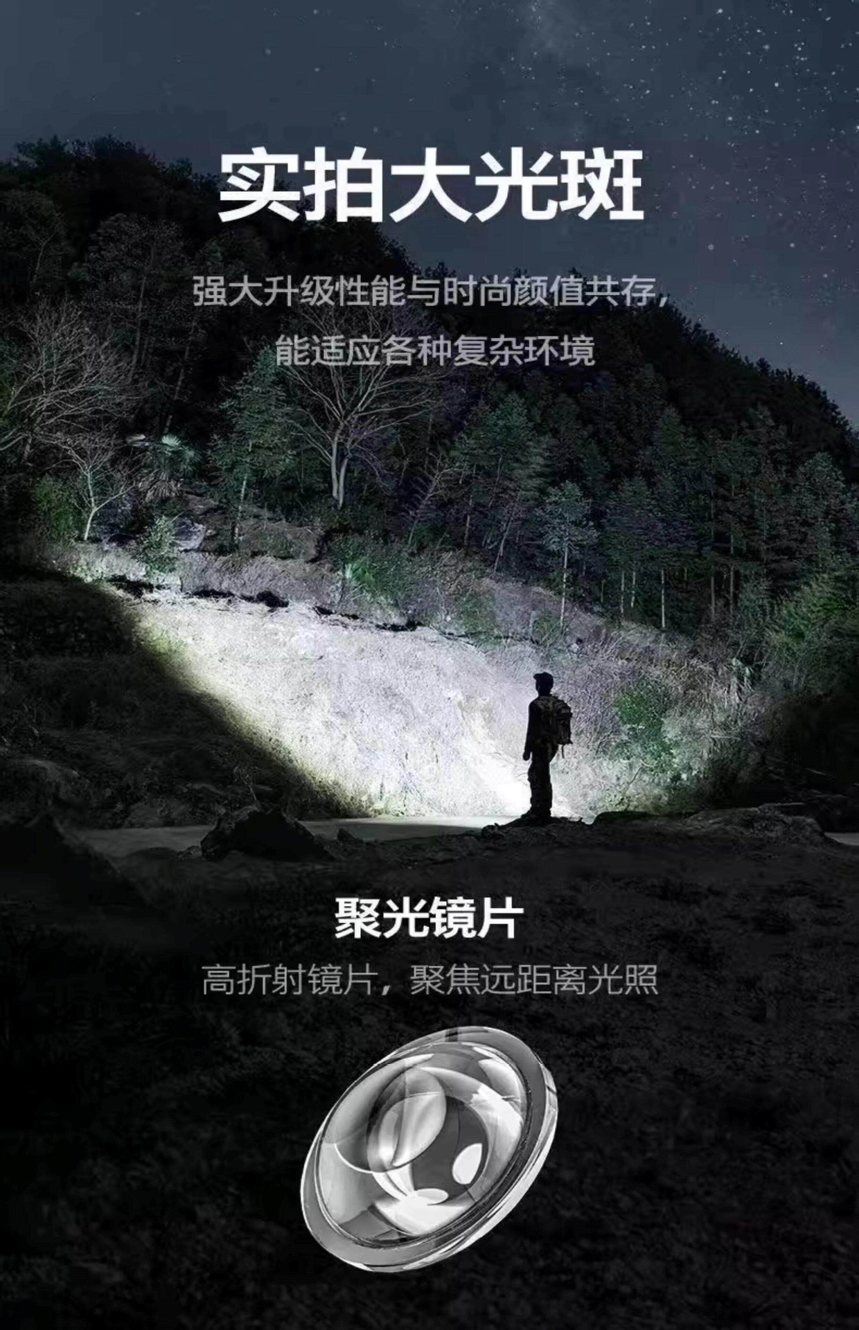 German high-brightness LED flashlight, rechargeable power bank, multifunctional, ultra-bright, mini portable household light for outdoor use