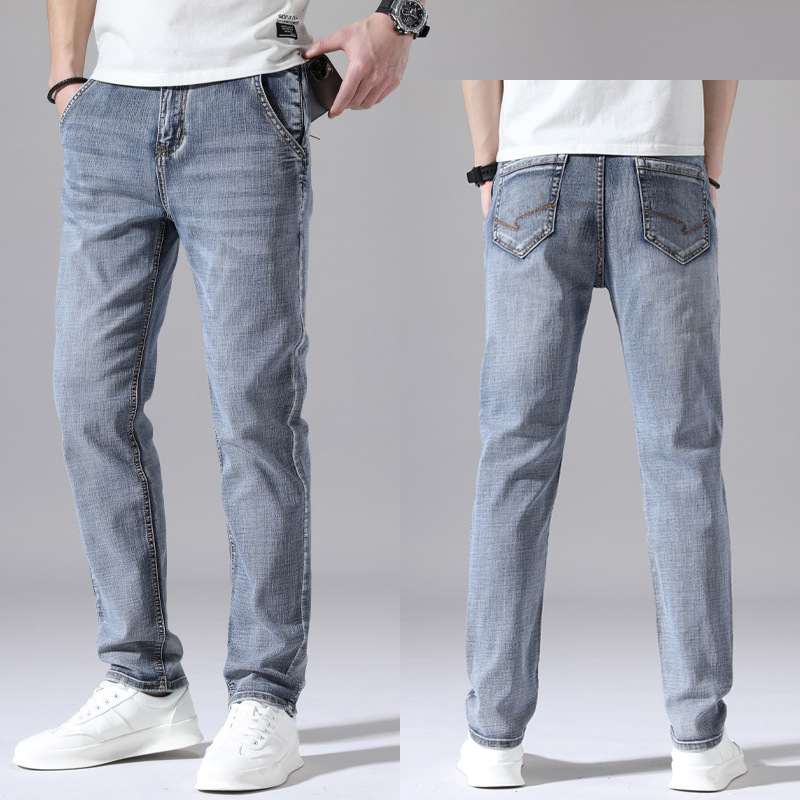 Pantalones vaqueros de los hombres Primavera y cuatro estaciones moda Slim straight stretch coreano casual boutique