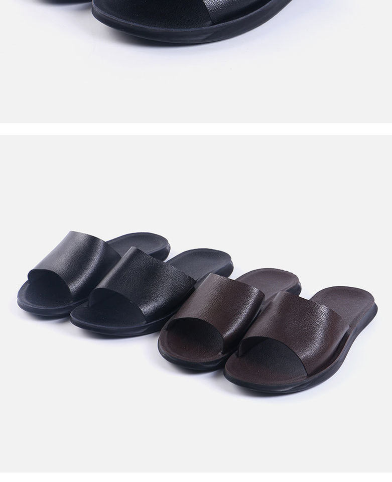 Dép đi trong nhà quai ngang cho cặp đôi, chống trượt, thoáng khí, đế dày 1,5–3,5 cm — Đen toàn bộ chi tiết 11