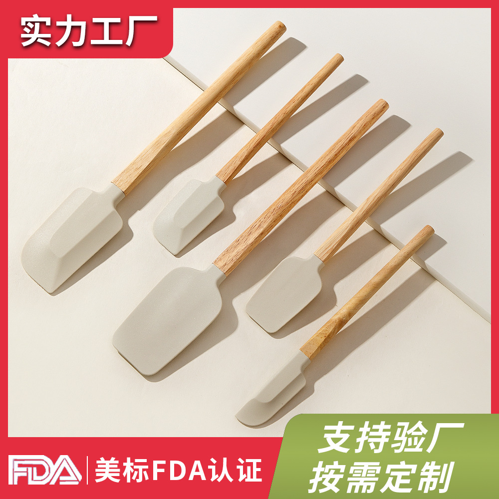 Espátula de Silicona para Repostería con Mango de Madera Multifuncional para Panadería