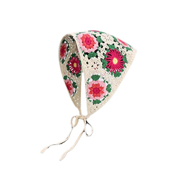 Zhao Zhaoyi el mismo pañuelo de punto para viajar dulces pañuelos de triángulo de viento idílico en línea caliente correa de cabello tocado cuadrado
