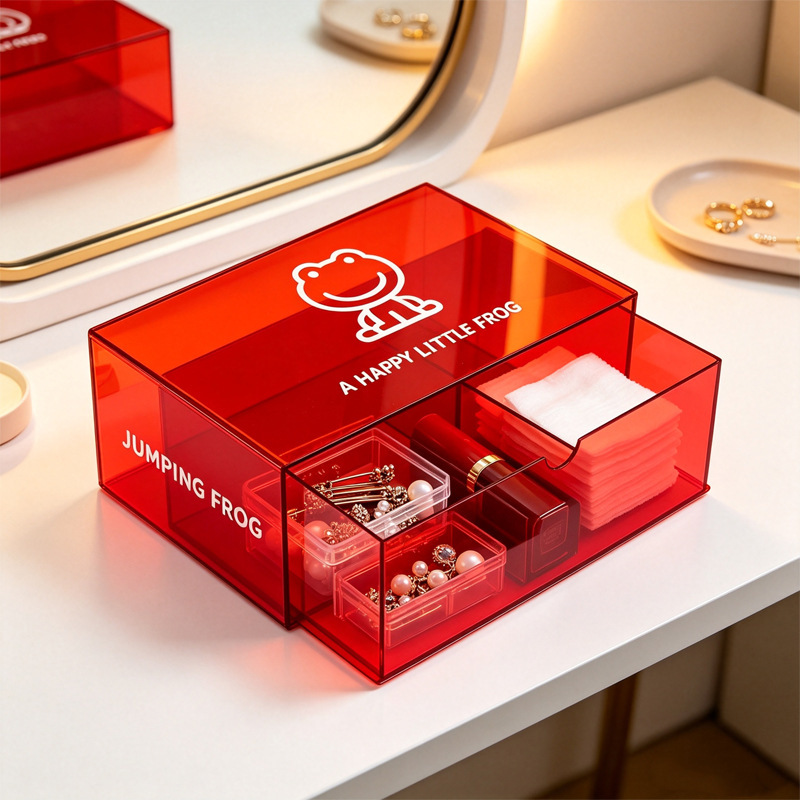 Desktop storage box, stylish cosmetic organizer, dust-proof, acrylic drawer with multiple compartments, custom-made by the manufacturer Desktop storage box, stylish cosmetic organizer, dust-proof, acrylic drawer with multiple compartments, custom-made by the manufacturer