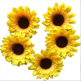 仿真向日葵花头太阳花10CM多层仿真绢布花菊花花头室内摆设摄影道