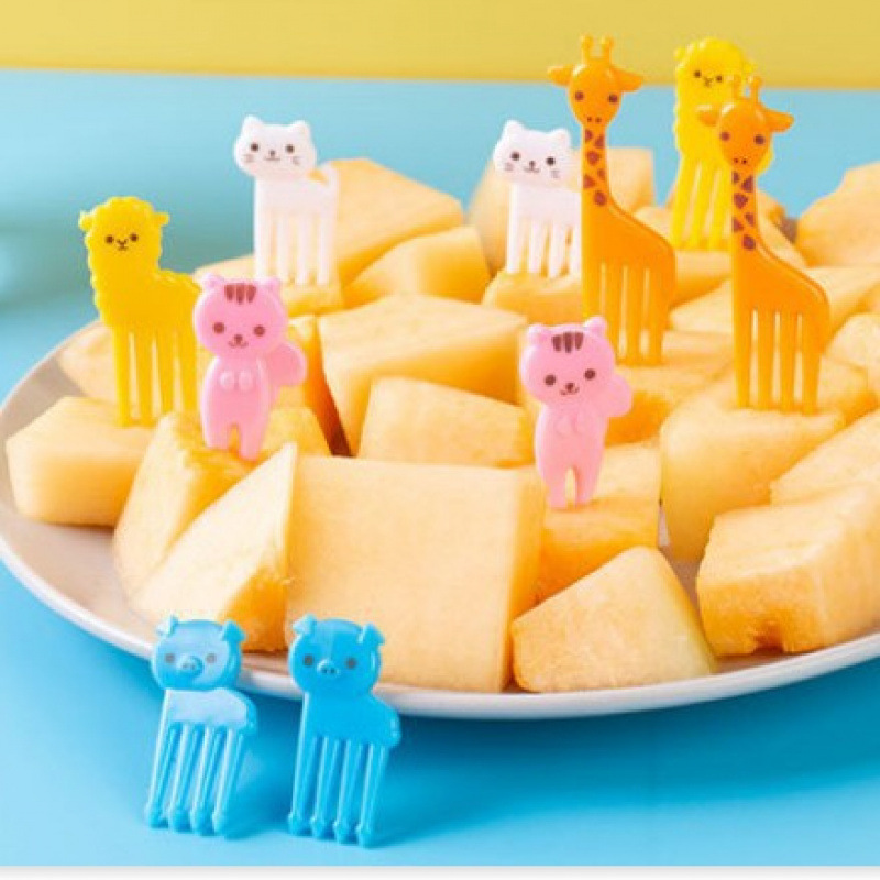 Japón hogar dibujos animados horquilla de fruta creativa para niños animales lindos horquilla de fruta de plástico set Bento stick