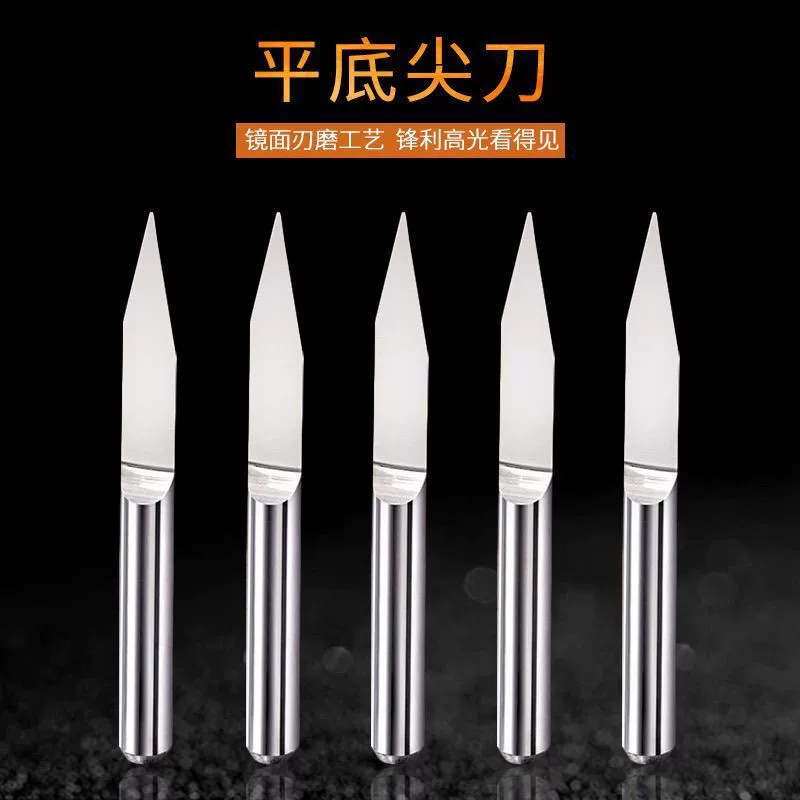 4mm flat bottom sharp knife CNC computer engraving tool wood carving model marking knife precision carving taper manufacturer milling cutter