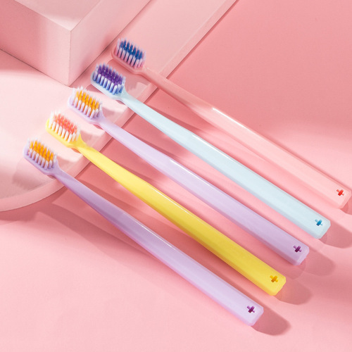 Dijiu Adult Macaron Soft Bristle Toothbrush Wholesale Household Ice Cream Toothbrush Family Set 5 Peelable Toothbrushes