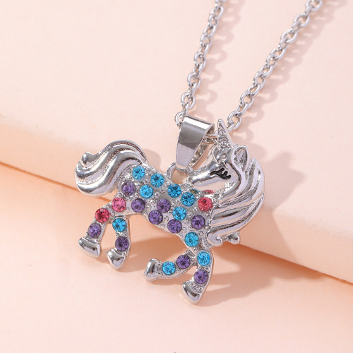 Amazon Unicorn Necklace Valentine's Day Colorful Pony Pendant
