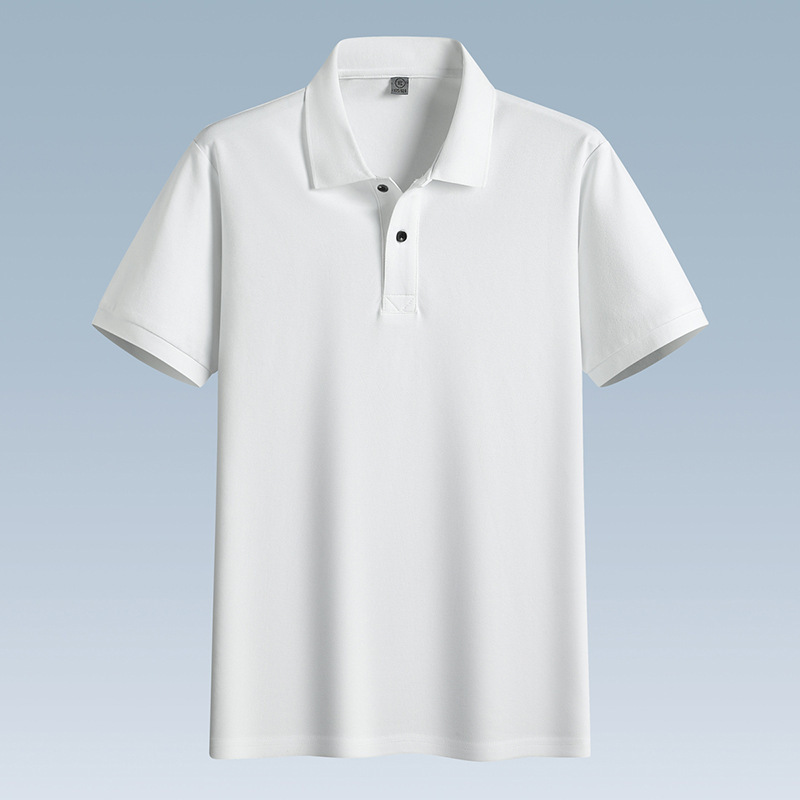 2025 新しいメンズ高品質ソリッドカラーポロシャツ半袖 tシャツ紳士服夏トップラペルビジネステーシャツ M|undefined