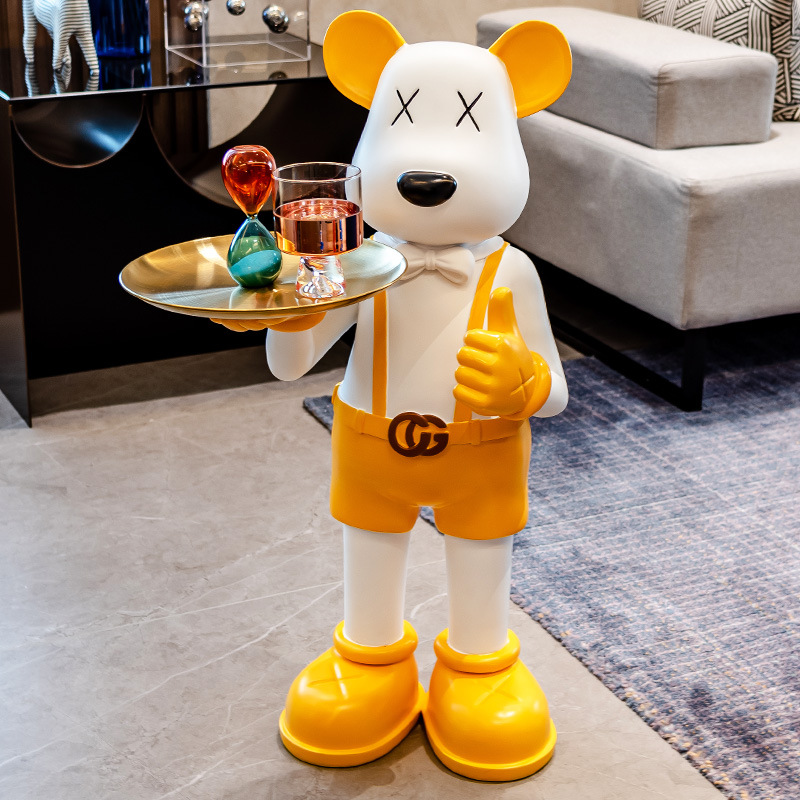 (2개) 창조적 인 폭력적인 곰 바닥 방 장식 큰 장식품 거실 보관 샘플 플레이트 집들이 새 집 선물