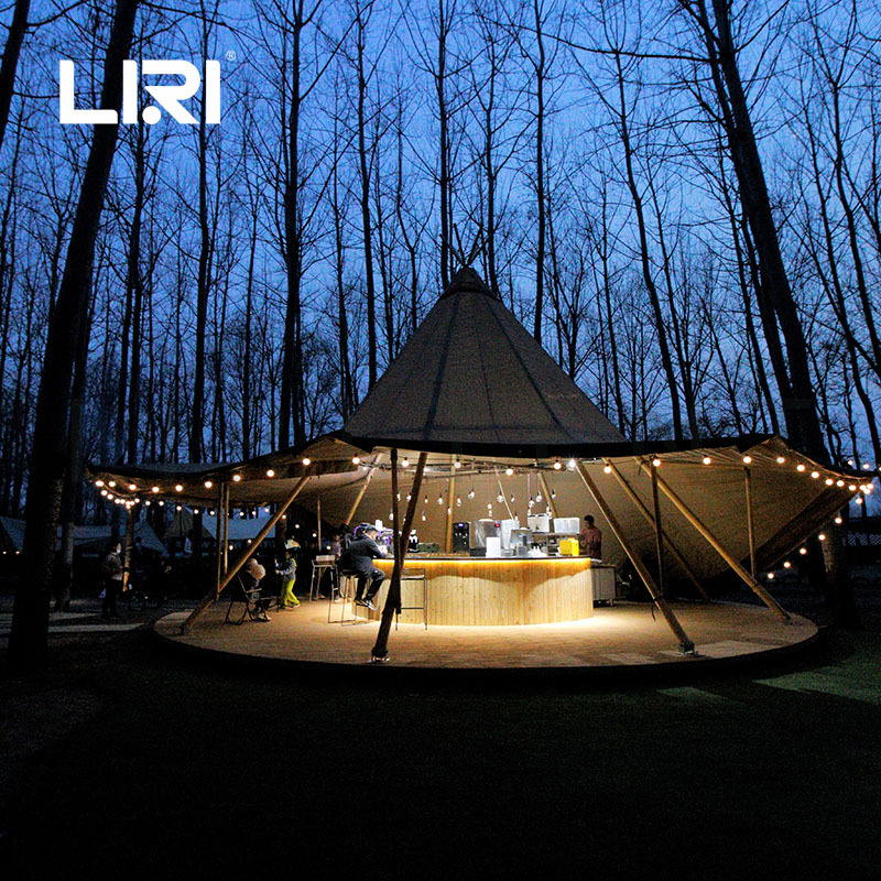 72人网红帐篷民宿酒店尖顶酒店帐篷户外野奢露营活动帐篷木支架帐