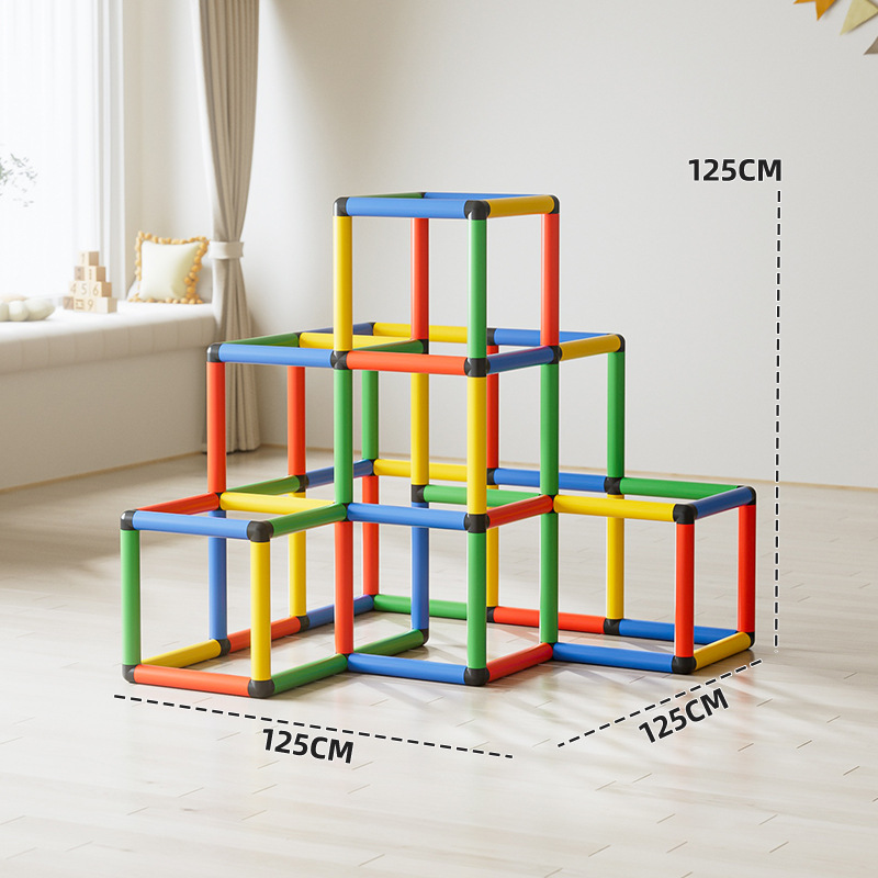 Pipa de escalada de tubería de cambio múltiple combinación de jardín de infantes de color interior de escalada de niños entrenamiento sensorial de escalada de roca juguetes de puente oscilante