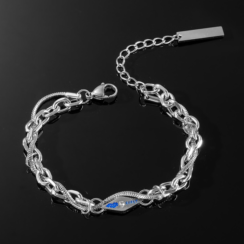 European and American Hip-Hop Titanium Steel Lava Cold Style Bracelet Men's Trendy High-End Fashion Versatile Personalized Men's Jewelry
