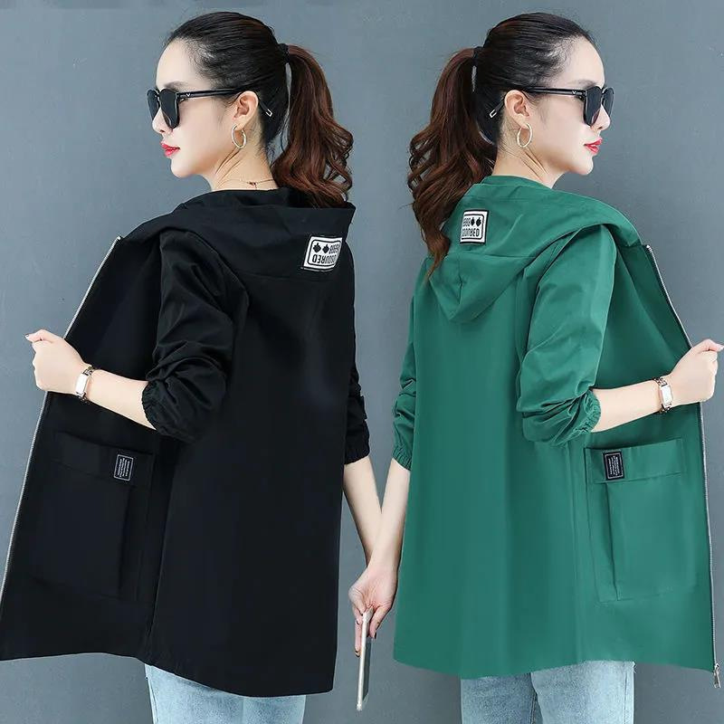 chubby girl plus size Women's Autumn and Winter Hooded Women's Coat Long Loose Korean Loose Cardigan Women's Windbreaker Foreign Trade