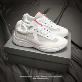 欧洲站男鞋大牌外贸真皮网布透气休闲运动鞋厚底时尚百搭板鞋P家G