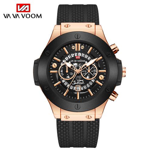 Amazon hollow calendar watch for men waterproof silicone band watch sport sports men's watch