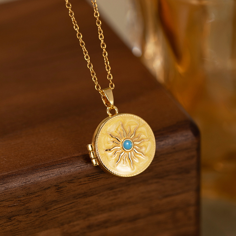 라운드 태양 목걸이-옐로우