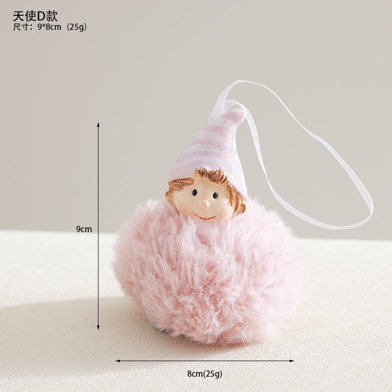 Nuevos productos transfronterizos de madera de peluche rosa chicas colgantes de resina decoraciones de Navidad colgantes de ángel