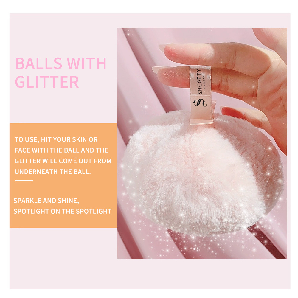 3-color cross-border sparkling Peach high-gloss setting, hairball for brightening the face and contouring the body, diamond sparkling powder puff Application Scenario