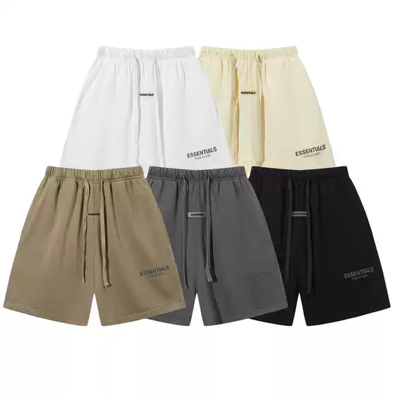 High Version FOG Shorts FEAR OF GOD Small Letter Print Loose Casual Pants for Men and Women High Street Couple Versatile Trendy